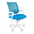 Компьютерное кресло CHAIRMAN 696 в белом пластике, ткань/сетка, голубой, с механизмом качания