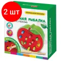 Комплект 2 шт, Сортер-рыбалка магнитный деревянный развивающий Яблоко, BRAUBERG KIDS, 665244