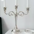 Подсвечник Канделябр, напольный, металлический, на 3 свечи, 25х26х2см, серебристый