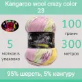 Пряжа Color City Kangaroo wool crazy color 23 (100г/300м, упаковка 5 мотков)