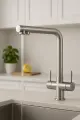 Смеситель для кухни с фильтром для питьевой воды сатин стальной, кран для раковины и кухонной мойки, матовый
