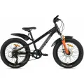 Велосипед SITIS FLASH 7SP 20 (2025) Black-Grey-Orange, стальной для мальчиков, рама 10 для роста 120-135 см