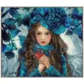 PN-0188640 Набор для вышивки крестом LanArte Blue Flowers Girl Девушка с голубыми цветами