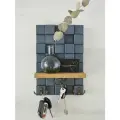 Ключница настенная деревянная с полкой RichWoodArt, цвет серо-синий/коричневый, 28x19x9.5см
