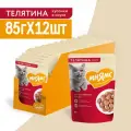 Влажный корм Мнямс Кусочки в соусе с телятиной для активных кошек, 12 шт х 85 гр