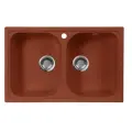 Кухонная мойка AquaGranitEx красный марс M-15 две чаши/334