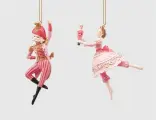 Набор ёлочных игрушек клара И щелкунчик - розовое ПА-ДЕ-ДЕ, полистоун, 13 см, 2 шт, EDG