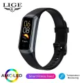 LIGE 1.1 Inch Amoled Heart Rate Monitor Smart Bracelet Wristband Slim Smart Watch Men Women Waterproof Fitness Tracker Band