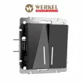 Проходной двухклавишный выключатель/переключатель с подсветкой Werkel W1122148 черный акрил IP20