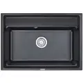 KS-7301, шварц (чёрный металлик), кухонная мойка GRANULA, кварц