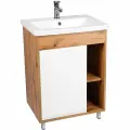 Тумба Viant Бостон 60, VBOS60CO-T1ST 820х566х430 напольная, 1 дв, дуб вотан/белый (под раковину COMO 60)