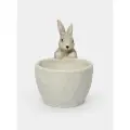 Конфетница, 12х16 см, керамика, молочно-серая, Кролик с корзинкой, Brown Rabbit