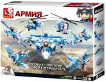 Конструктор SLUBAN Армия M38-B0665 Военный самолет (2 варианта сборки: либо 6 маленьких, либо 1 большой) (728дет, 6фиг.)