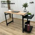 Письменный стол WALMI SOLO 111х60х75 с двумя полками в комплекте (дуб вотан), компьютерный стол LOFT, основание металл.