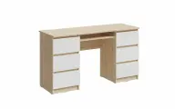 Стол письменный Челси с 6-ю выдвижными ящиками (Дуб сонома/Белый глянец холодный)