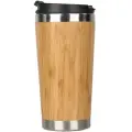450 мл бамбуковая кофейная кружка из нержавеющей стали для путешествий с герметичной крышкой, изолированная кофейная чашка, многоразовая деревянная чашка