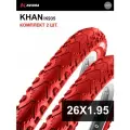 Комплект 2 шт. - Покрышка велосипедная KENDA KHAN K935 26x1,95 (50-559), полуслик протектор, красная
