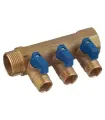 Коллектор Tiemme 1 ВР(г) х 3 выхода 1/2 НР(ш) ЕК х 1 НР(ш) с шаровыми кранами (1820046/1820005)