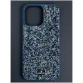 Чехол для Swarovski iPhone 14 Pro, силиконовый, Темно-синий с кристаллами