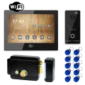 Беспроводной WiFi видеодомофон Андромеда 8 комплект для дома с электромеханическим замком на калитку (черный)