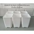 White Garden Белые высокие горшки для суккулентов и кактусов 8х11,5 см. Набор из 6 штук