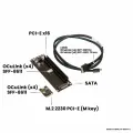 Плата расширения (райзер) M.2 2230 M-key на PCI-E х16 с интерфейсным кабелем Oculink (x4) SFF-8611 to SFF-8611, доп. питание SATA, черный, NFHK N-8611S/N-8654Y-C