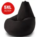 Бескаркасное большое кресло-мешок 5XL черный Велюр