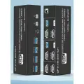 KVM DP DisplayPort свитчер 2x1 (два на один) 8K60HZ (7680*4320/60Гц) с 4 портами USB 3.0 и выносной кнопкой. Модель 2024 года