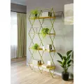 Стеллаж для книг KM LOFT Ромбо золотой/вотан лофт для дома в гостинную перегородка