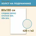 Холст грунтованный на подрамнике 80х130 см, 420 г/м2, лен 50%, хлопок 50%, среднее зерно, Холстофф