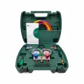 Манометрическая станция HONGSEN HS-S60-105-A (R22/134/404/407; 2-х вент; шланги 1.5м-1/4SAE до 41 Bar; 2 муфты R134A; ключ для золотников; отвертка; манометры 80мм; упак. кейс)