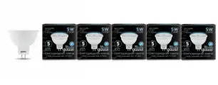 Упаковка светодиодных ламп 5 шт Gauss MR16 5W 530lm 4100K GU5.3 LED 101505205