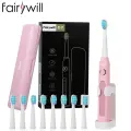 Fairywill FW-507 Звуковая электрическая зубная щетка 5 режимов 2 шт, 507Pink-420-8BH