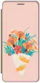 Чехол-книжка на Apple iPhone Xs / X / Эпл Айфон Икс / Икс Эс с рисунком Букет на розовом золотистый