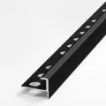 Профиль F-образный алюминиевый для плитки 10 мм Лука ПУ13, длина 2,7 м, окрас черный 015