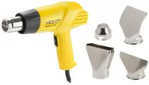 Фен строительный MOLOT MHG 5120 с регулировкой температуры, 2000 Вт, защита от перегрева, желтый