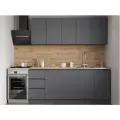 Кухня Мори 2,0 м гарнитур серый графит матовый, ЛДСП, без лицевой фурнитуры