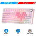 RK Royal Kludge R75 черная проводная механическая клавиатура 80% Pink