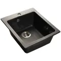 Мойка кухонная прямоугольная мраморная DeLight-505 (505*427*200 мм), цвет черный мрамор, без сифона