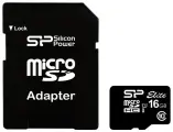 Флеш карта microSDHC 16Gb Class10 Silicon Power SP016GBSTHBU1V10SP + adapter