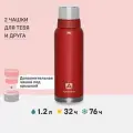 Термос женский Арктика 1.2 л красный/106 металлический/с кружками подарочный набор