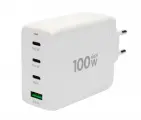 Зарядное устройство Cablexpert 100Вт GaN, QC5.0/PD, 3xType-C, 1xUSB, белый