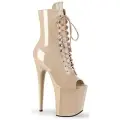 Ботильоны стрипы тройки Pleaser FLAM1021/ND/M бежевые лаковые открытые