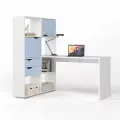 Компьютерный стол угловой Есэндвич L Лаворо 110х150х150 см левый (Белый/Серенити)