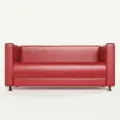 Диван прямой офисный из эко кожи с подлокотниками Пауза (Красный 180)