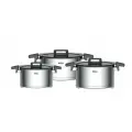 Набор кастрюль с крышкой, 6 предметов, нерж. сталь