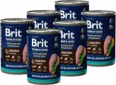 Влажный корм Brit Premium By Nature Dog для взрослых собак всех пород с чувствительным пищеварением с индейкой и тыквой банка, 410 гр х 6 шт