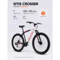 Велосипед горный SITIS CROSSER SCRMD 9.0 29 (2025) White-Black-Red, для взрослых на рост 185-195 см, алюминиевая рама 21, дисковые механические тормоза, амортизационная вилка