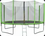 Батут, уличный, круглый, детский, 8 футов, с защитной сеткой, зеленый, с лестницей