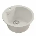Мойка для кухни из искусственного мрамора, круглая, с сифоном, MIXLINE ML-GM 12, ультра белая